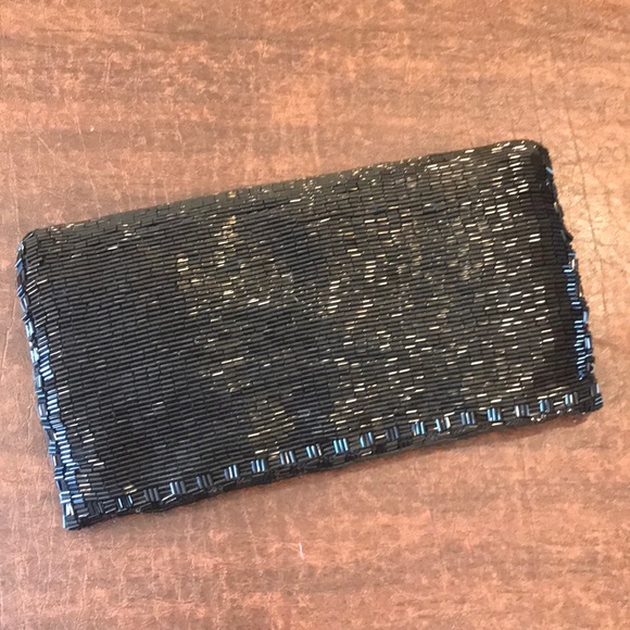 La Regale Handbags - NEW La Regale black sequin beaded fold over clutch